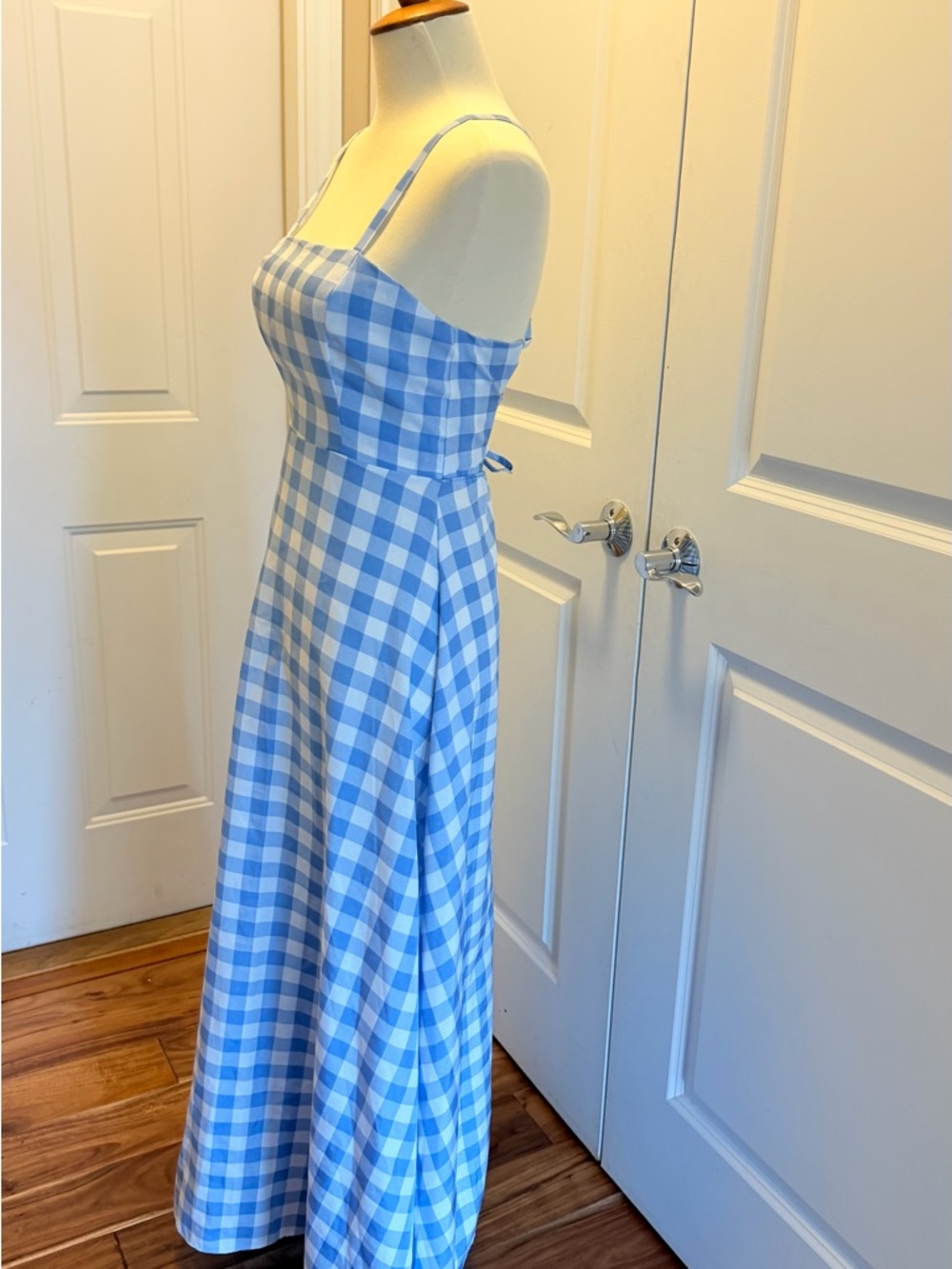 Blue Gingham Spaghetti-Strap Maxi Dress - Picture 8 of 9